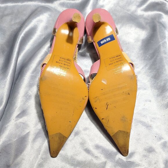 BAKERS pink gold iridescent snakeskin strappy cut out pointy toe heels THALIA - Picture 5 of 5